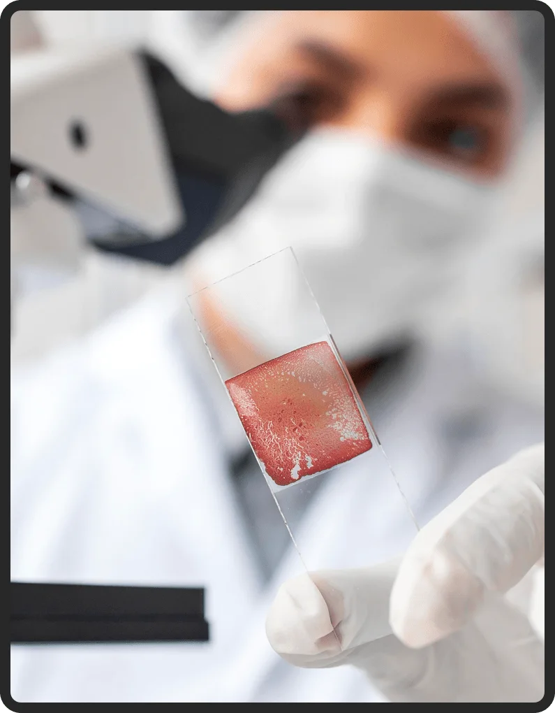 Laboratory technician inspecting a sample during TerraCalm quality testing