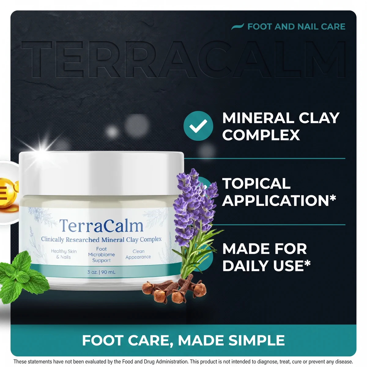 Why TerraCalm: a mineral clay complex for topical daily foot care
